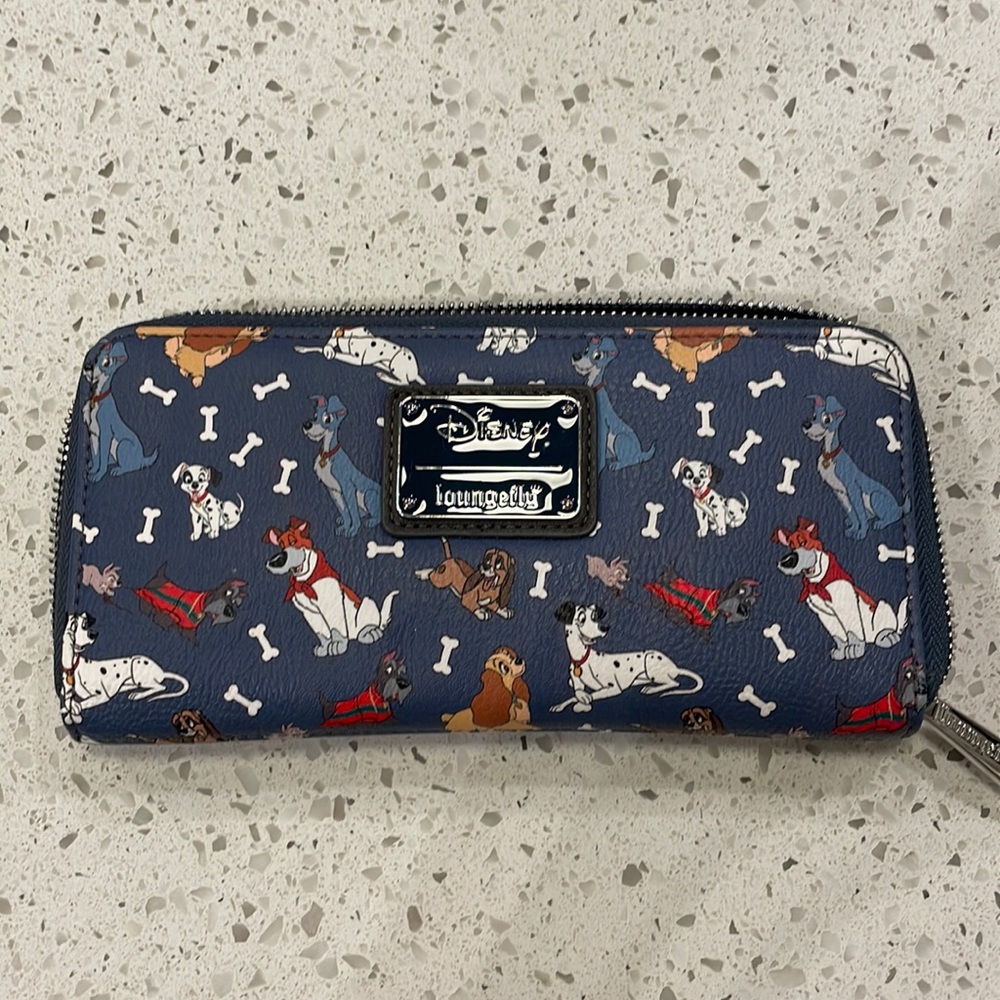 Loungefly Disney Dogs Wallet Zip Around Clutch Faux Leather (Grey)